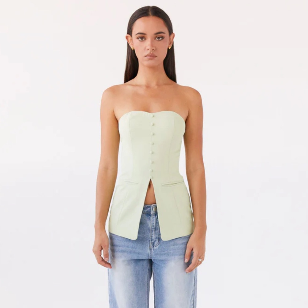 Strapless light green top